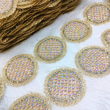 Luxury Gold Crystal Circular Motif Lace