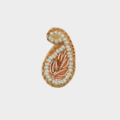 Rose Gold Zari Patch with White Pearls