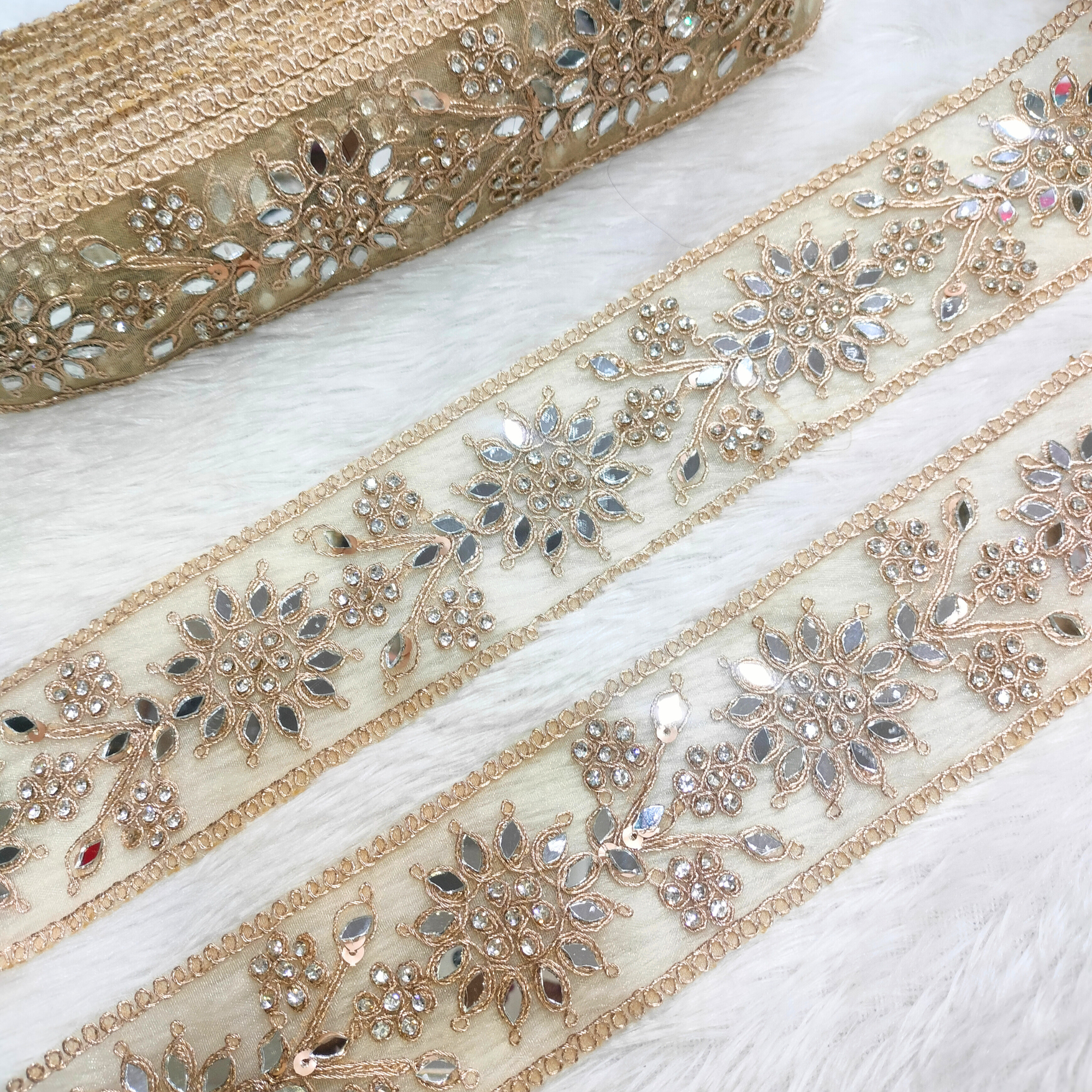 Mirror And Stone Embellished Trim