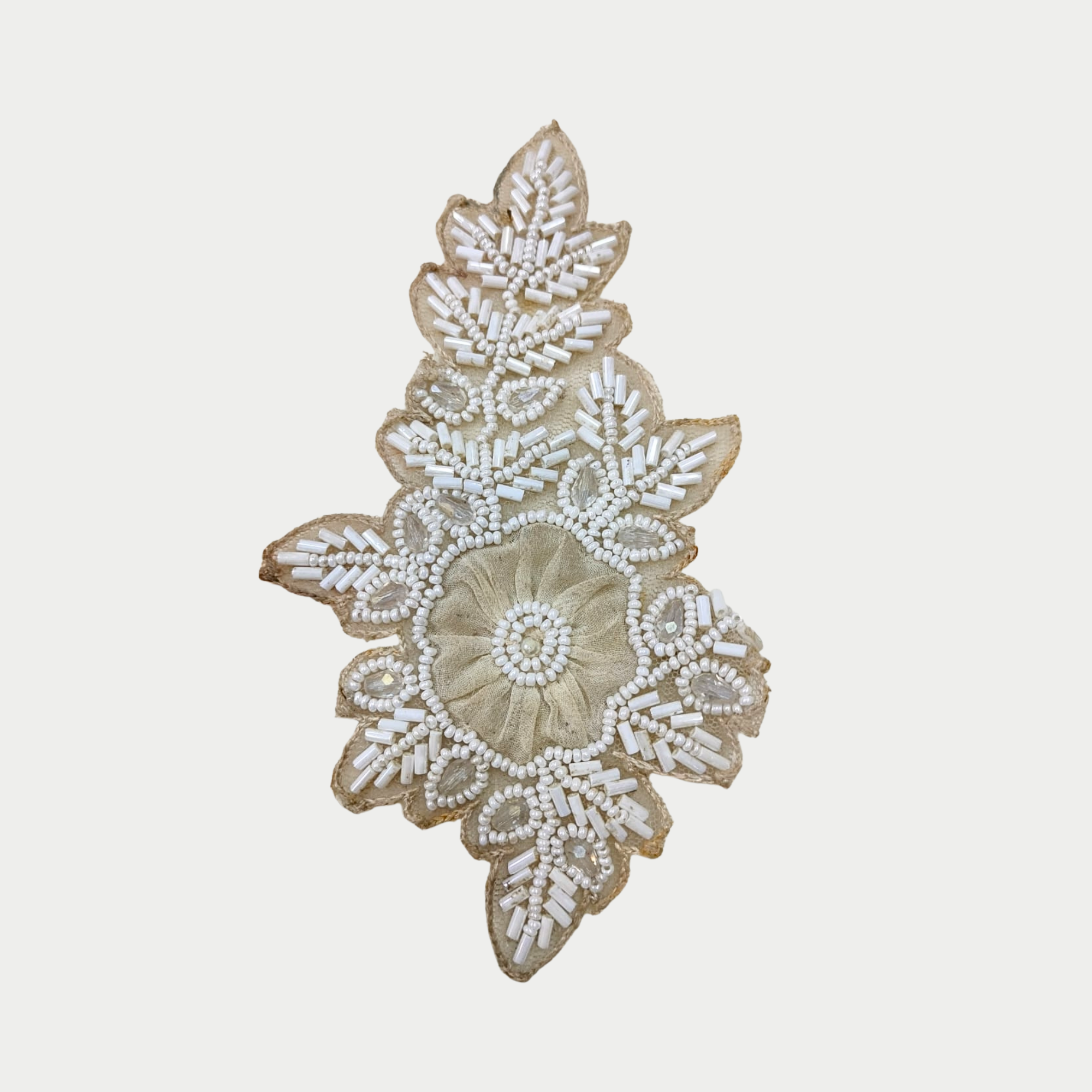 White Pearl Floral Hand-Embroidered Patch
