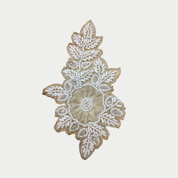 White Pearl Floral Hand-Embroidered Patch