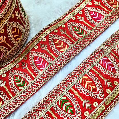 Red Embellished Trim