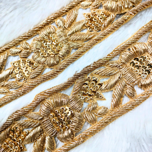 Golden Handcrafted Zardozi Trim hover