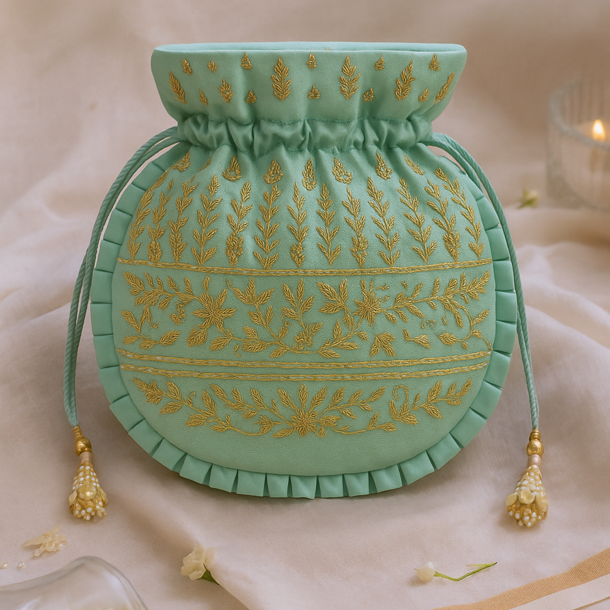 Mint Green Zardozi Potli Bag