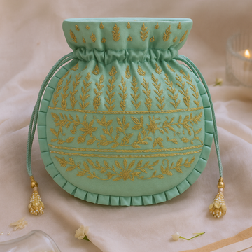 Mint Green Zardozi Potli Bag