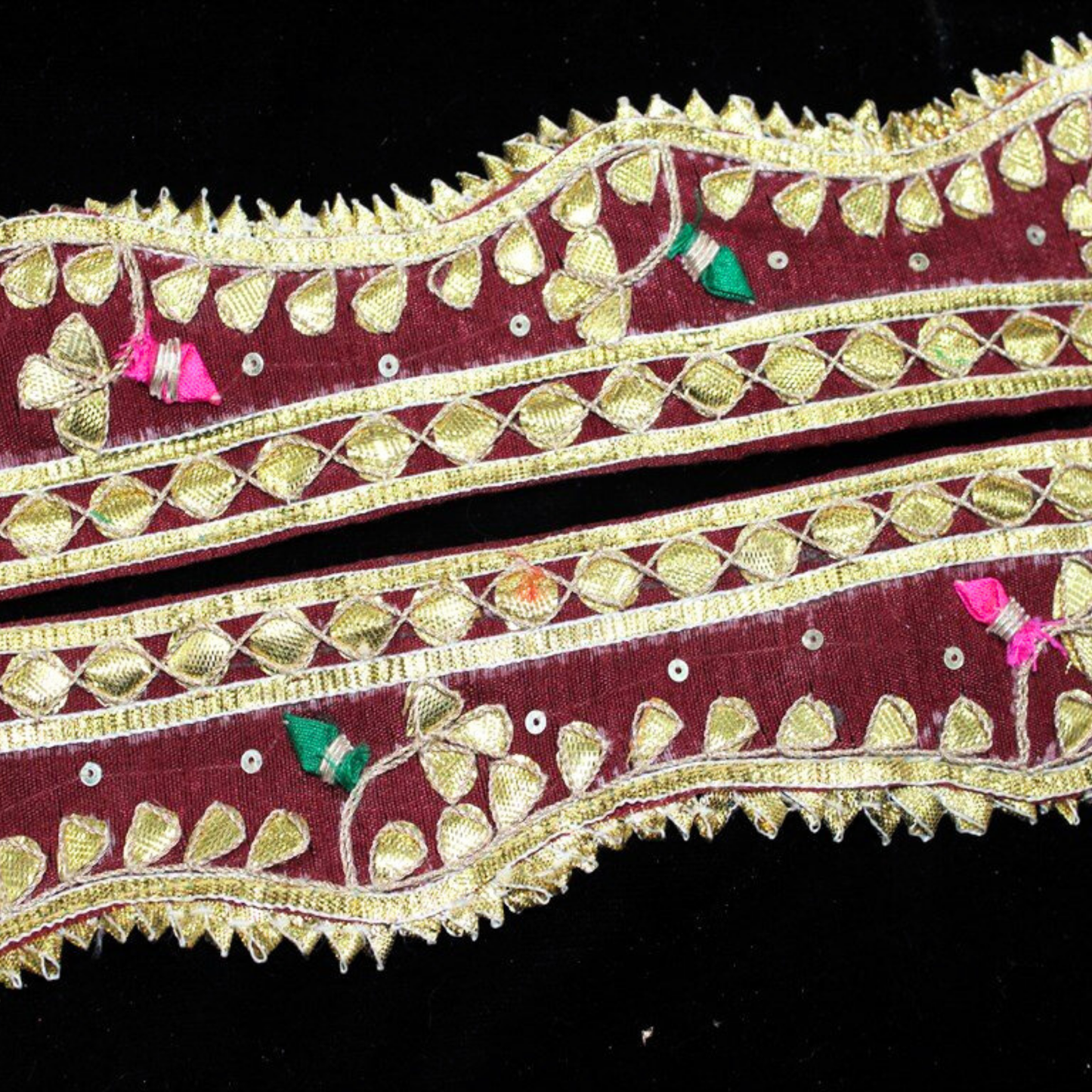 Maroon Gota Embellished Handwork Trim