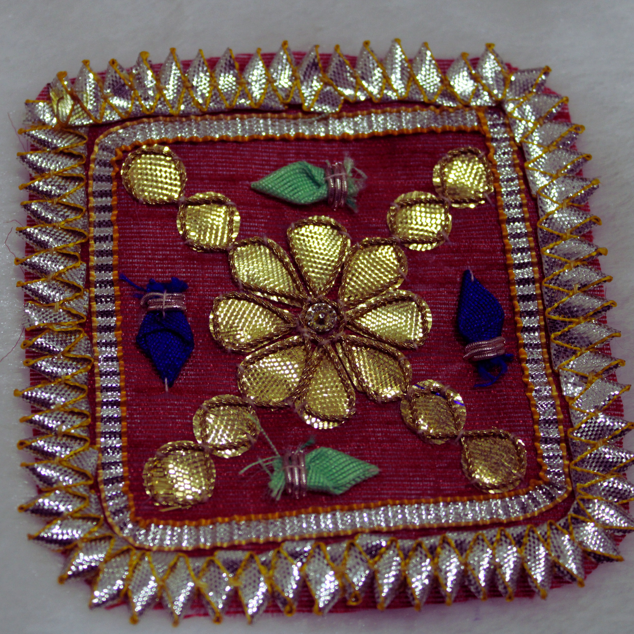 Red Square Embellished Gota Patch