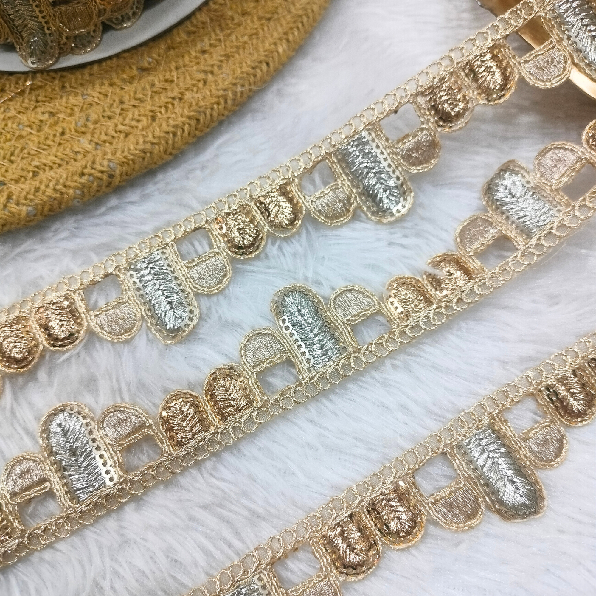 Geometric Sequin Cutwork Lace