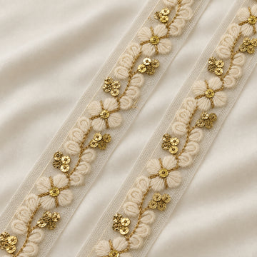 Floral Vine Sequin Embroidered Narrow Lace Trim