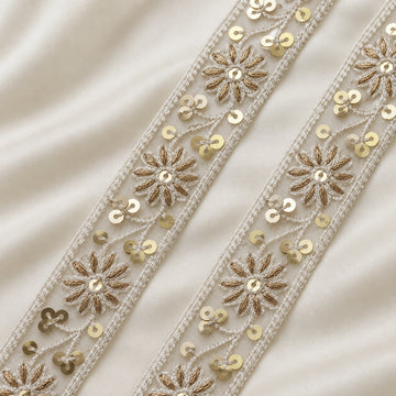 Daisy Floral Sequin Embroidered Lace Trim