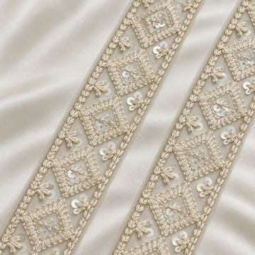 Diamond Motif Sequin Embroidered Lace Border