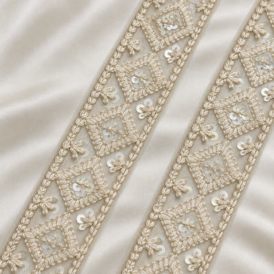 Diamond Motif Sequin Embroidered Lace Border