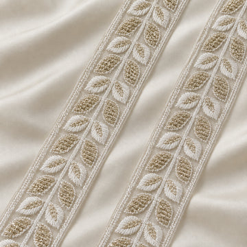 Metallic Leaf Vine Embroidered Lace Border