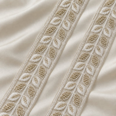 Metallic Leaf Vine Embroidered Lace Border