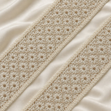 Diamond Lattice Floral Handcrafted Embroidered Lace Border
