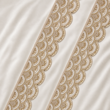 Scalloped Floral Embroidered Lace Border with Sequin Detailing