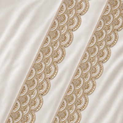 Scalloped Floral Embroidered Lace Border with Sequin Detailing