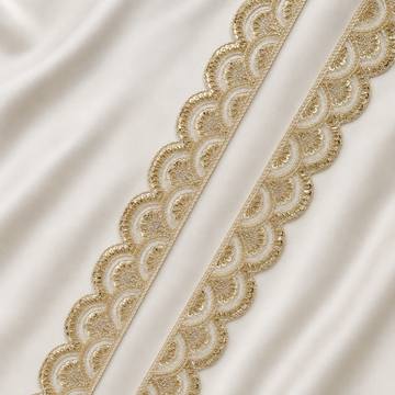 Scalloped Fan-Motif Embroidered Lace Border with Sequin Work