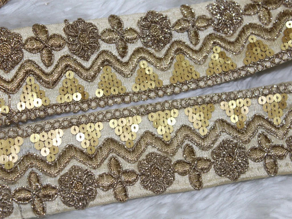 Radiant Golden Zari Sequin Embellishment