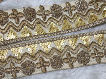 Radiant Golden Zari Sequin Embellishment