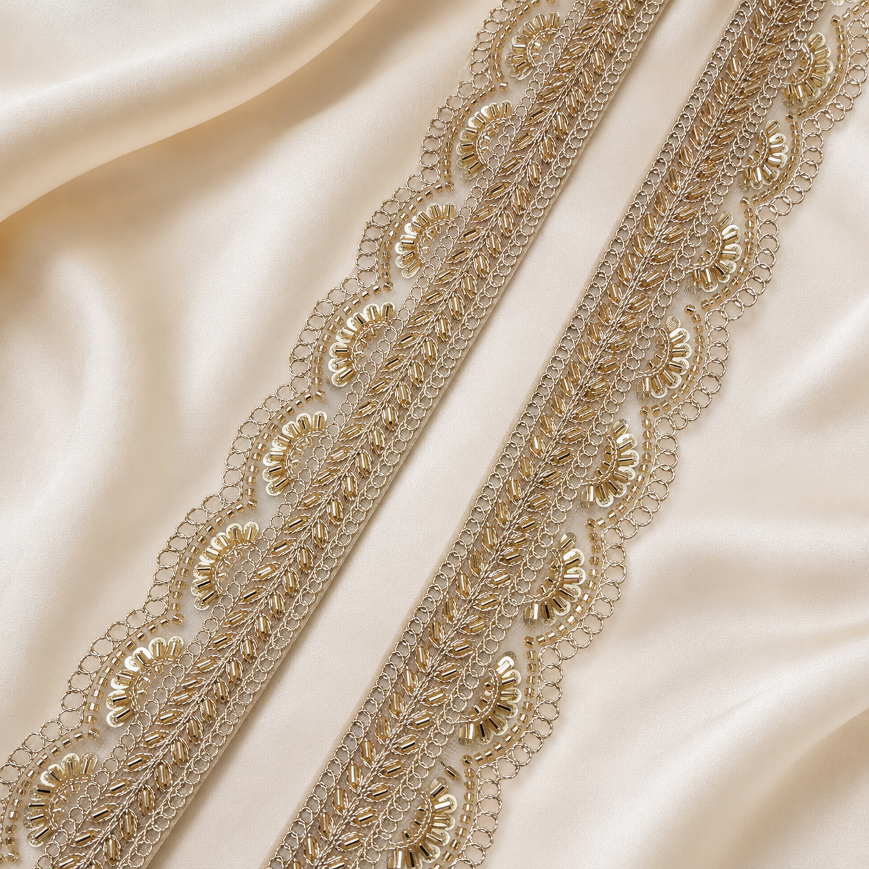 Scalloped Floral Leaf Embroidered Lace Border for Ethnic & Designer Wear