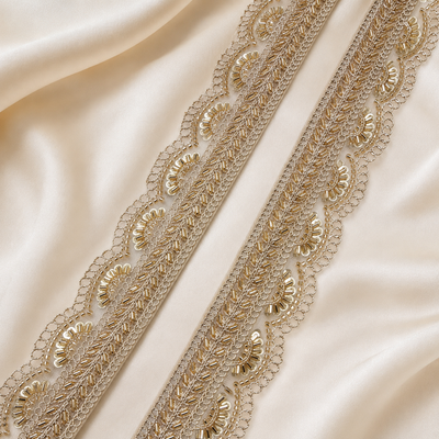 Scalloped Floral Leaf Embroidered Lace Border for Ethnic & Designer Wear