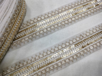 Elegant White Fancy Zari Trim