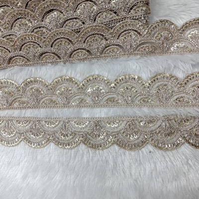 Scalloped Paisley Embroidered Lace Border for Bridal & Designer Wear