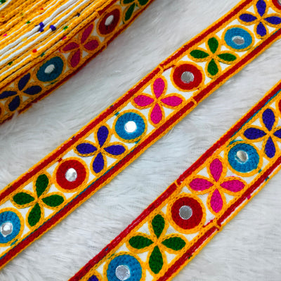 Multicolor Geometric Embroidered Traditional Lace Trim