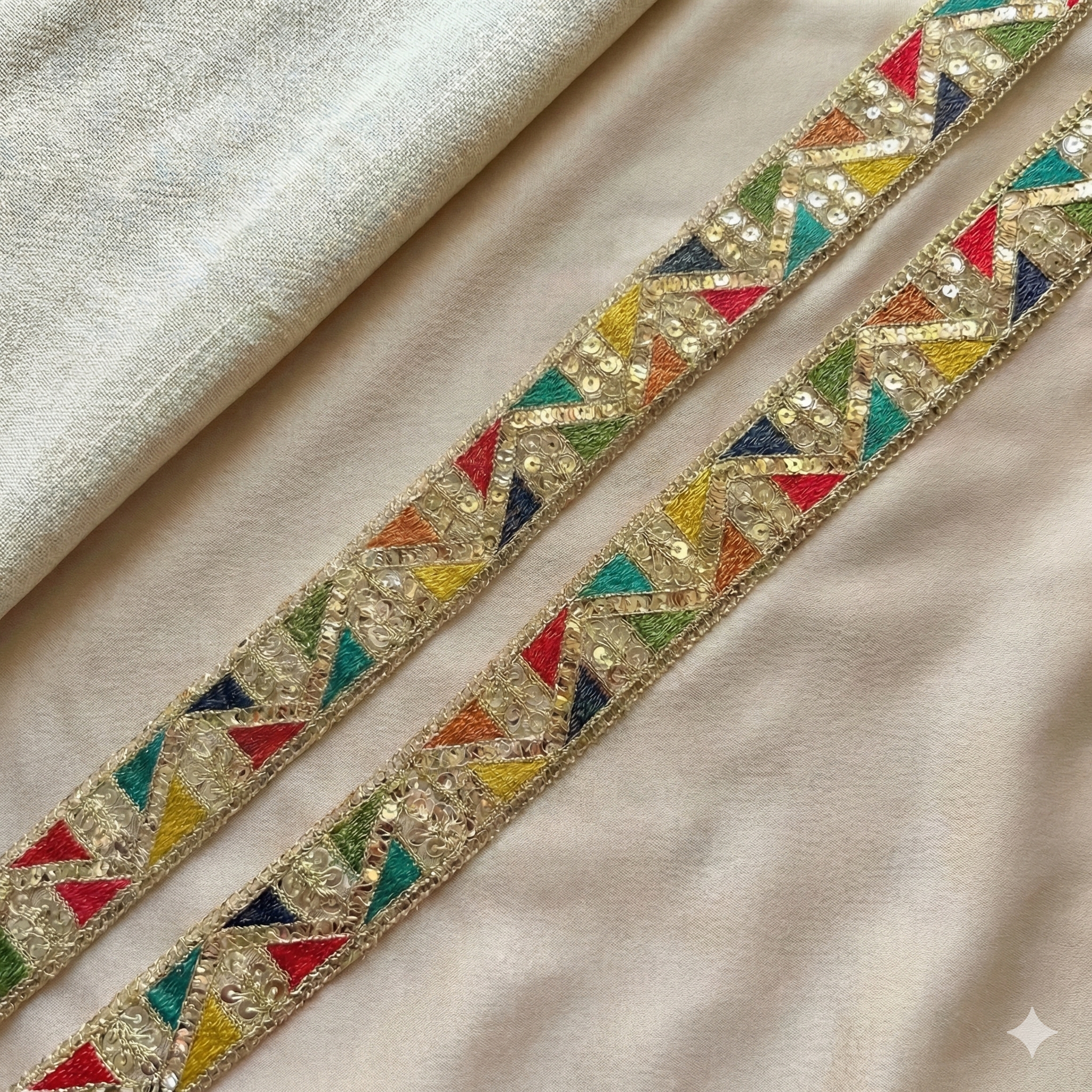 Geometric Gota Trim with Multicolor Thread Work for Festive and Designer Wear