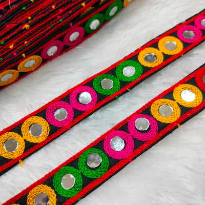Multicolor Geometric Embroidered Traditional Lace Trim