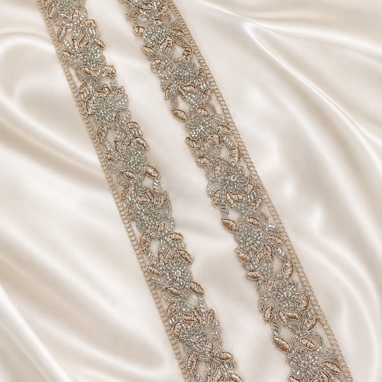 Floral Vine Embroidered Lace Trim for Ethnic, Bridal & Designer Wear