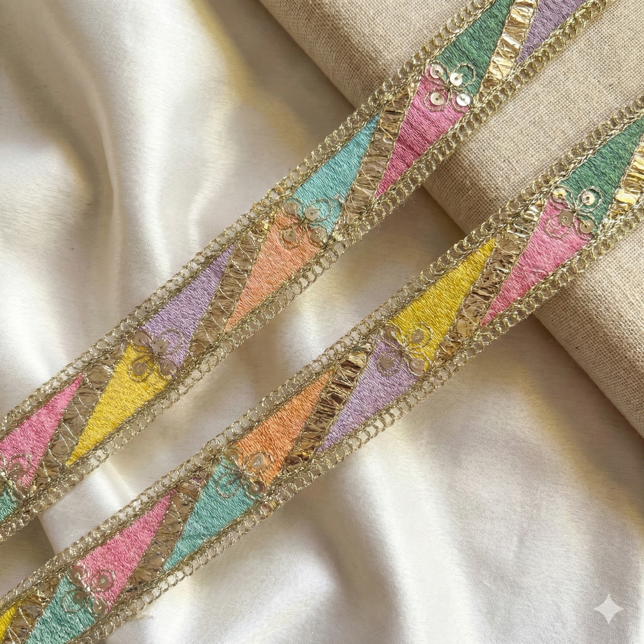 Multicolour Zari & Sequin Lace Border