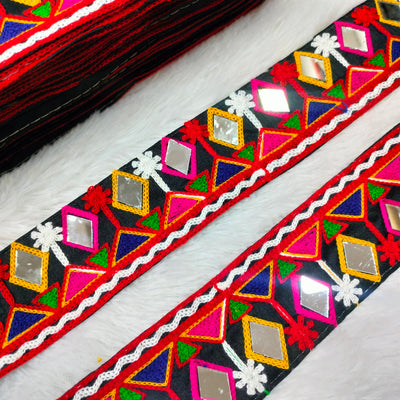 Multicolor Geometric Embroidered Traditional Lace Trim