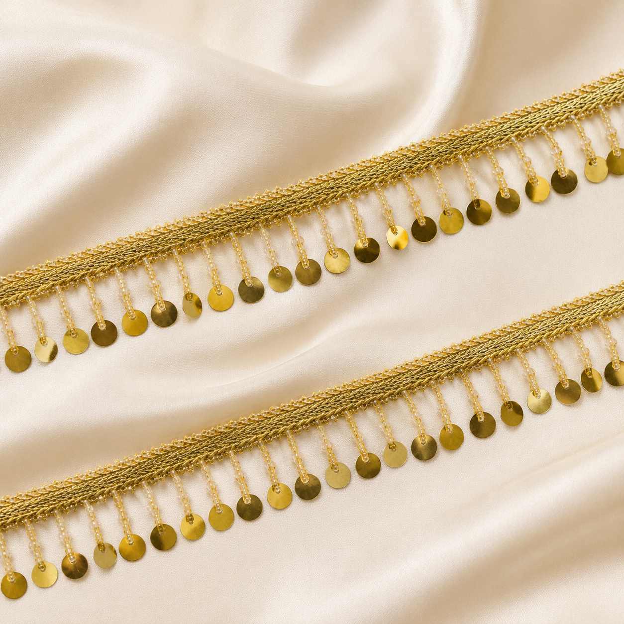 Metallic Disc Sequin Hanging Lace Border