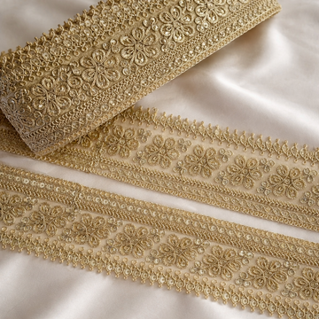 Golden Floral Gota Patti Lace Border