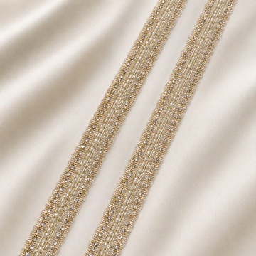 Pearl & Crystal Embellished Handwork Lace Border for Bridal & Designer Wear