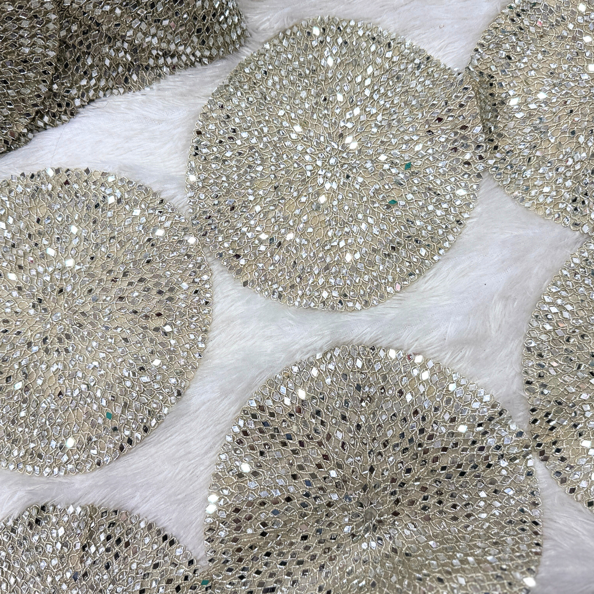 Luxury Mirror Work Round Lace Motif Patch Trim