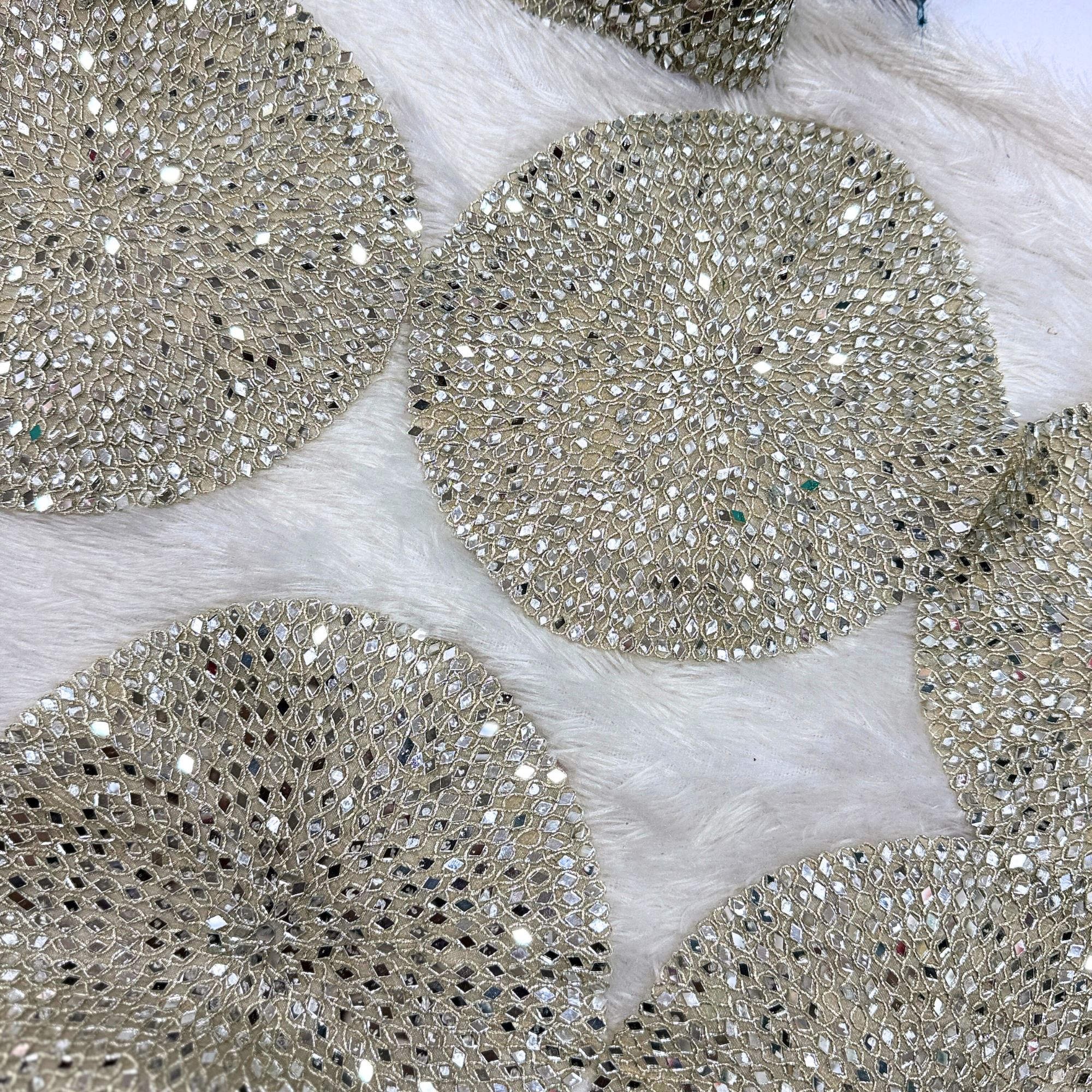 Luxury Mirror Work Round Lace Motif Patch Trim