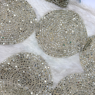 Luxury Mirror Work Round Lace Motif Patch Trim hover image