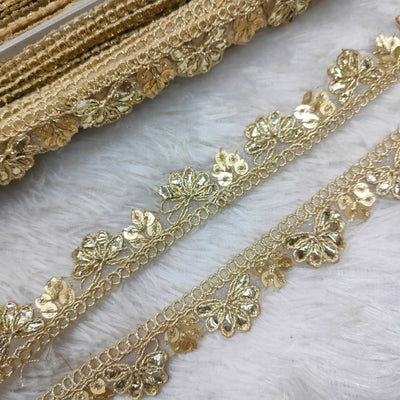 Floral Golden Embroidered Lace Trim