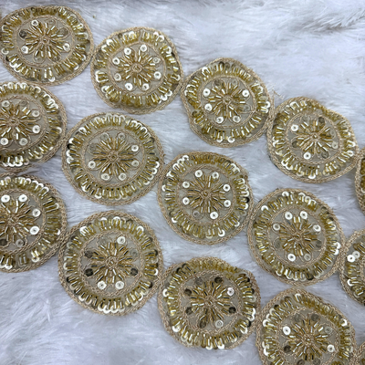 Luxury Sequin & Beaded Round Lace Motif Patch Trim