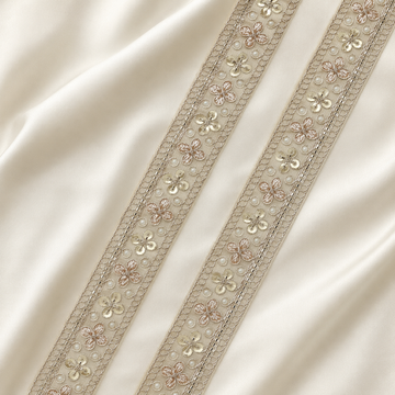 Pearl & Sequin Floral Embroidered Lace Trim for Ethnic & Designer Wear