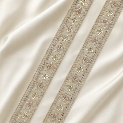 Pearl & Sequin Floral Embroidered Lace Trim for Ethnic & Designer Wear
