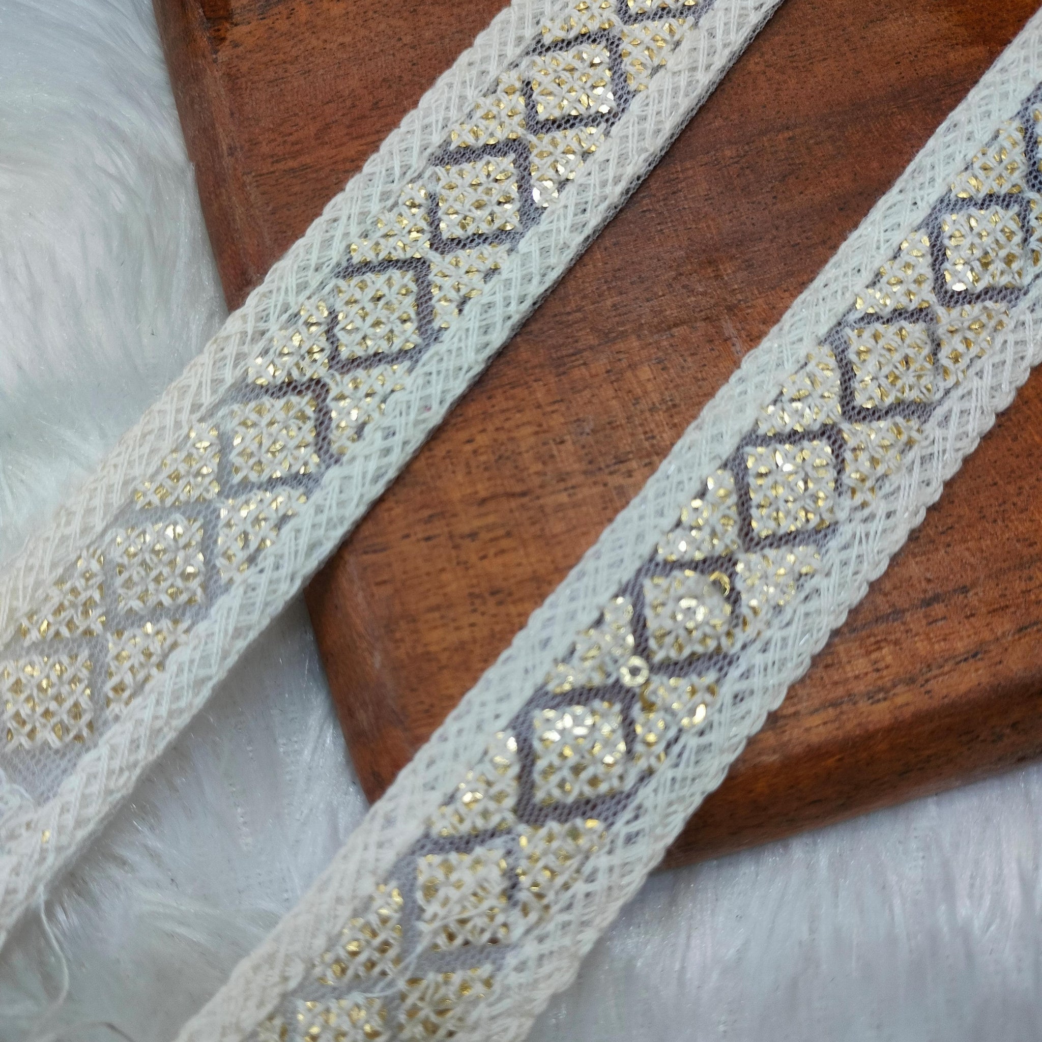 White Fancy Embellished Trim