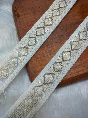 White Fancy Embellished Trim