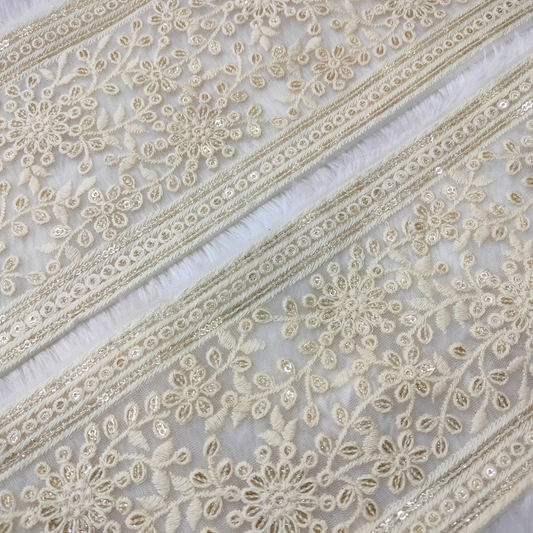 Lucknowi White Embroidery Lace