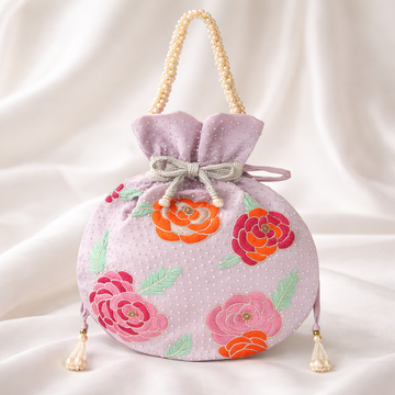 Lilac Floral Embroidered Potli