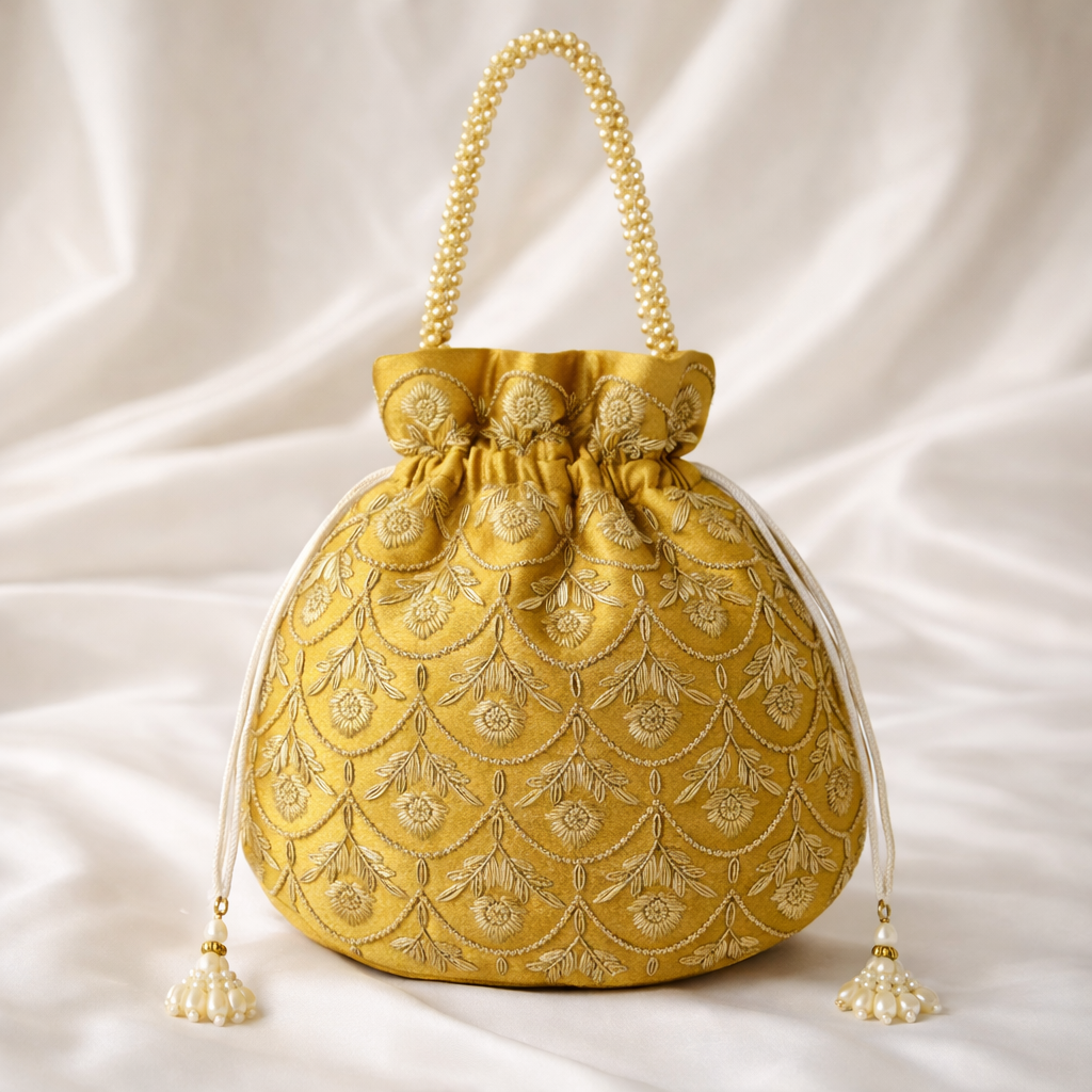 Antique Gold Embroidered Potli