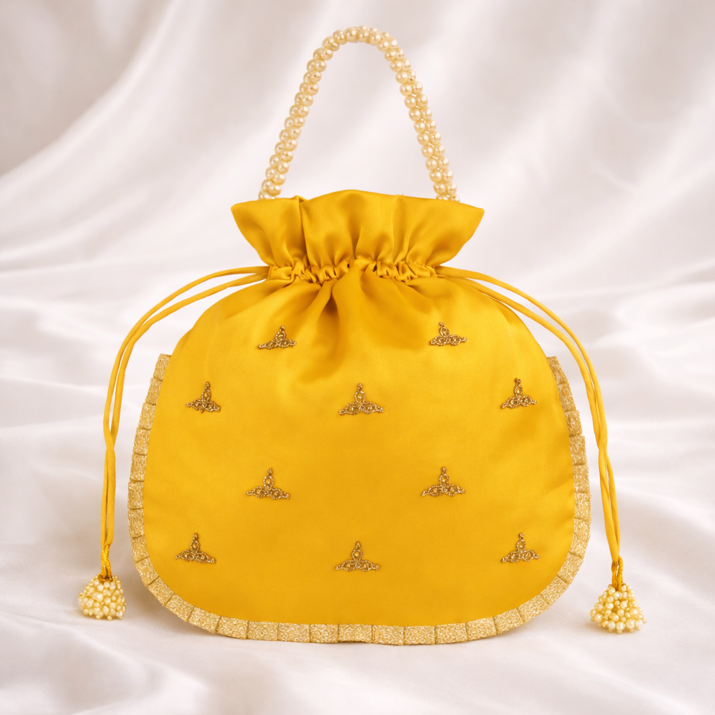 Royal Yellow Zardozi Potli